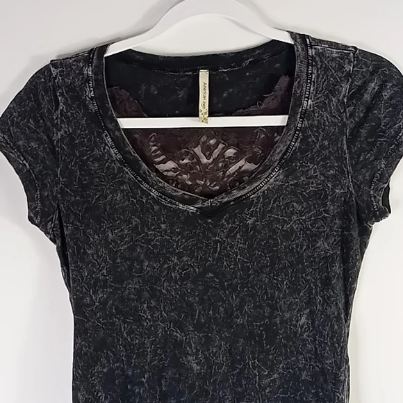 American age Acid Wash Lace Wing Back Tshirt Size M - Picture 3 of 14